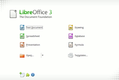 Pantalla inicio LibreOffice